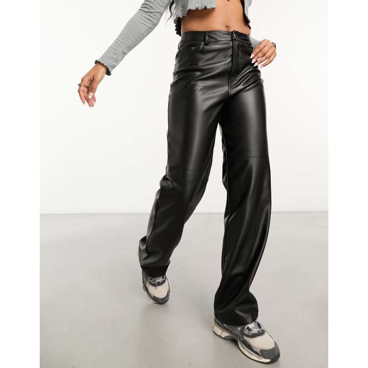 Wednesday's Girl straight leg faux leather pants in black