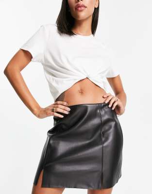 Pimkie faux leather 2025 midi skirt in black