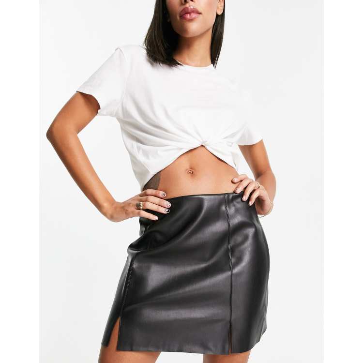 Matte Faux Leather Stretch Mini Skirt