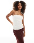 [Pimkie] Pimkie linen blend bandeau side split top in cream-Neutral 38 CREAM