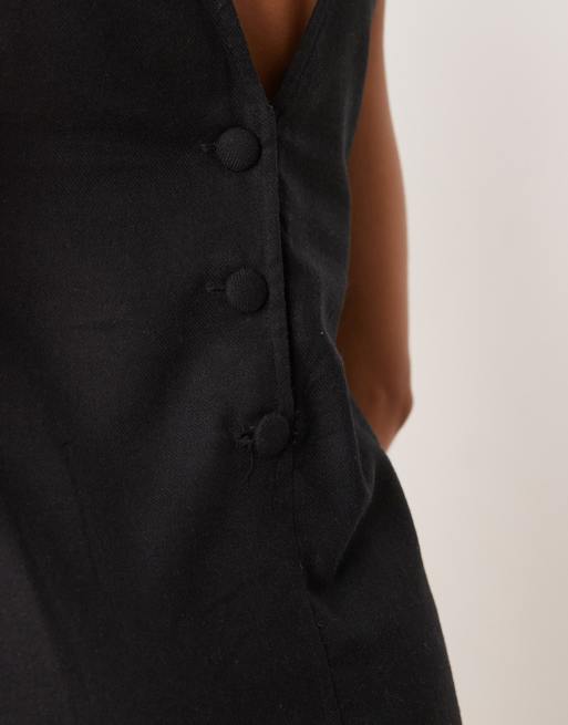 Pimkie linen blend sleeveless mini dress in black, 3 of 4