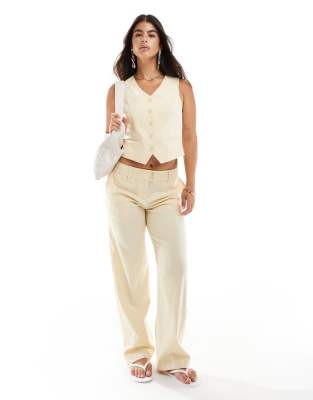 Pimkie linen tailored trousers co-ord in yellow