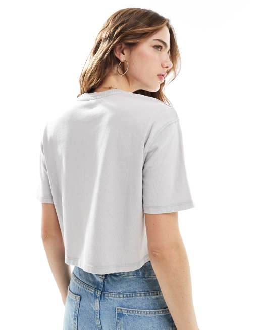 Pimkie – Ljusgrå t-shirt i kort design med korta ärmar, 3 av 4