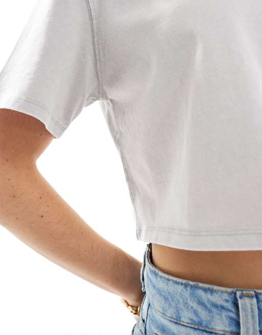 Pimkie – Ljusgrå t-shirt i kort design med korta ärmar, 4 av 4