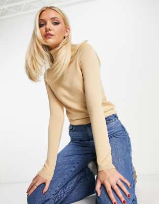 Pimkie long sleeve roll neck jumper in beige