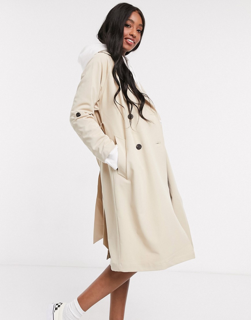 Pimkie long trench coat in beige-Pink