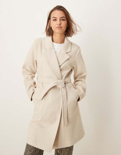 Pimkie longline formal belted coat in beige - view 1
