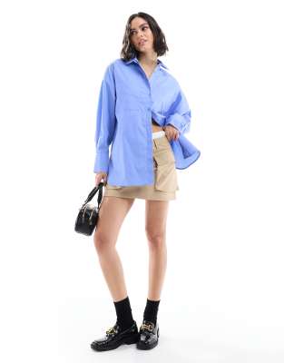 Pimkie Pimkie longline oversized shirt in baby blue