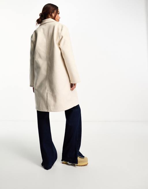 Pimkie single breasted tailored coat in beige