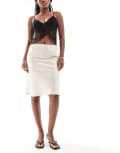 [Pimkie] Pimkie lowrise satin bias midi skirt in cream-White 42 CREAM