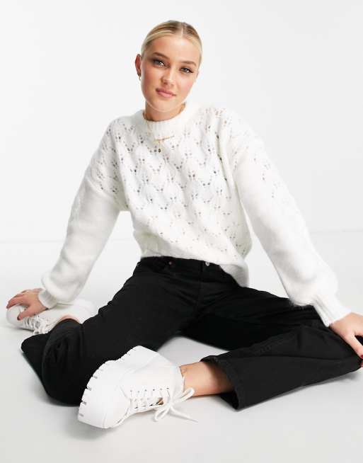 Pimkie Maglione morbido lavorato a trecce color crema ASOS