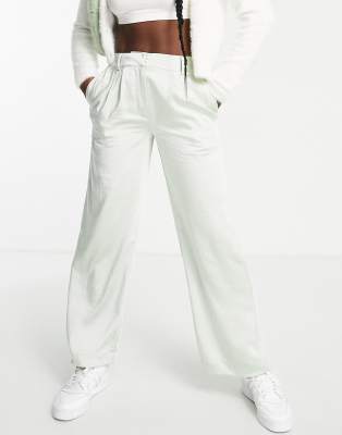 Pimkie matte satin wide leg pants in mineral grey (part of a set)  - ASOS Price Checker