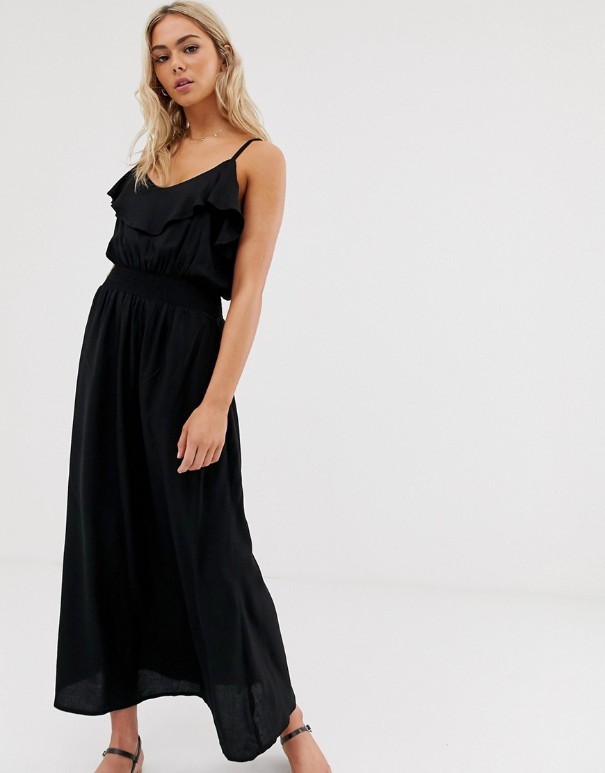 Pimkie maxi dress with frill in black
