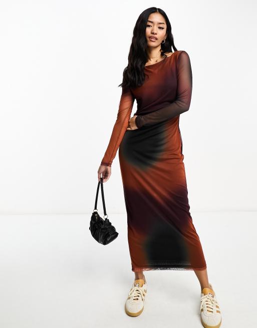 Pimkie - Maxi jurk van mesh in oranje ombre