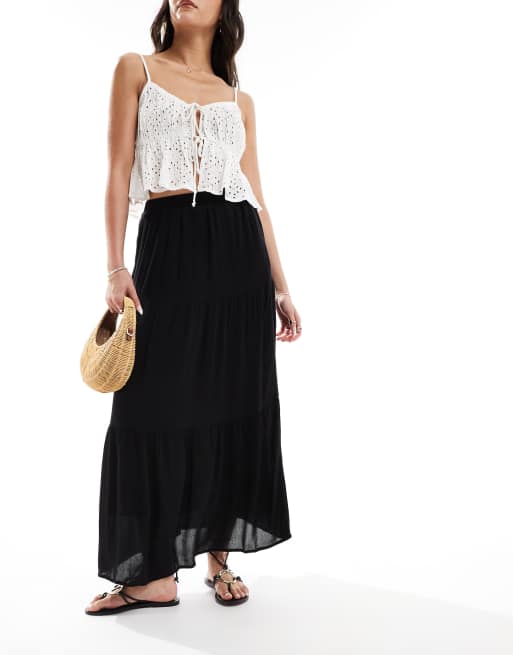 Pimkie - Maxi rok met stroken in zwart