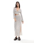 Pimkie maxi skirt in white and black stripe (part of a set)