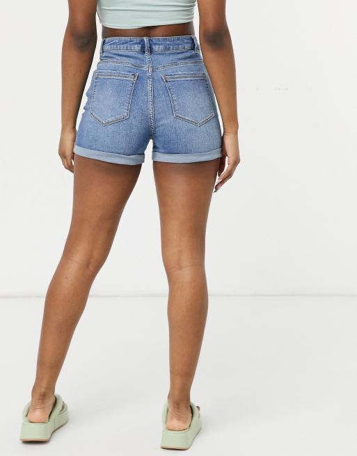 Pimkie - Mellemblå højtaljede opslåede denimshorts, 2 af 4