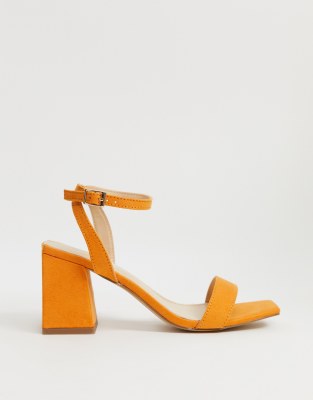 coral mid heel sandals