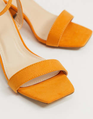 coral mid heel sandals