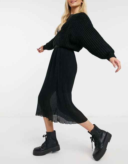 Pimkie - Midirok met plooien van mesh in zwart
