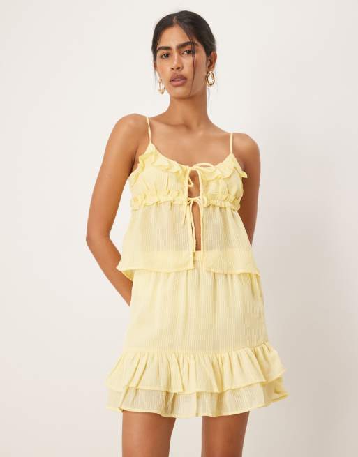 Pimkie - Mini-jupe d'ensemble à volants et rayures - Jaune, 5 de 5