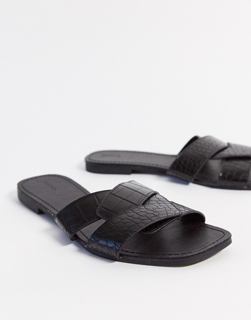 Pimkie moc croc flat sandals in black