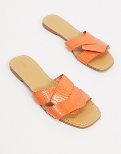 Pimkie moc croc flat sandals in orange