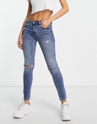 Pimkie  mom jean with rips in blue - ASOS Price Checker