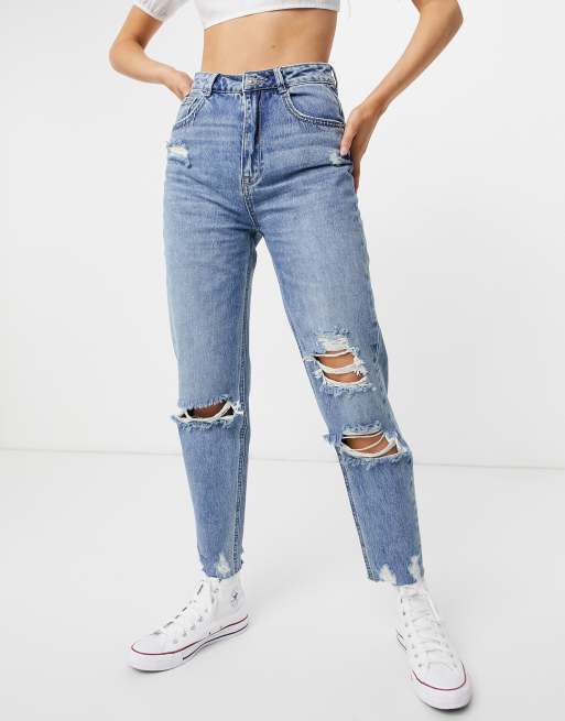 Jeans mom troué new arrivals