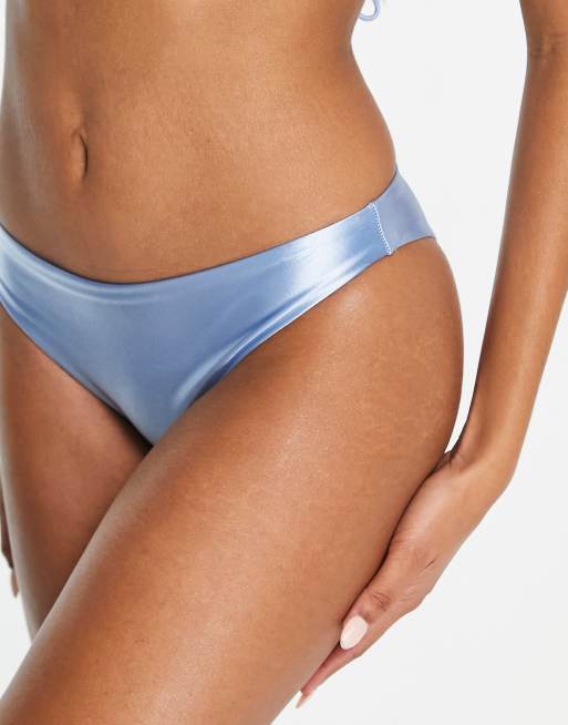 Pimkie – Niebieski błyszczący dół od bikini z wycięciem w talii, część zestawu