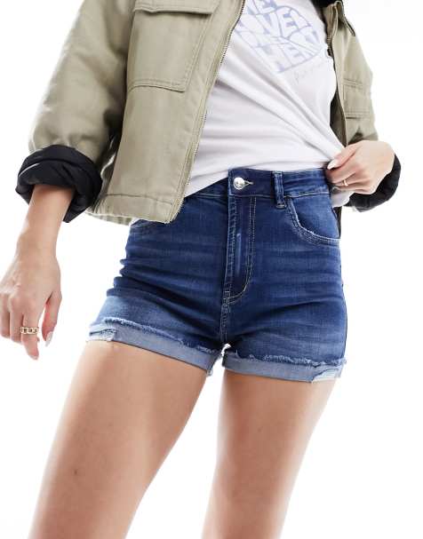 Pimkie - Opsmøgede denimshorts i mellemblå - view 1