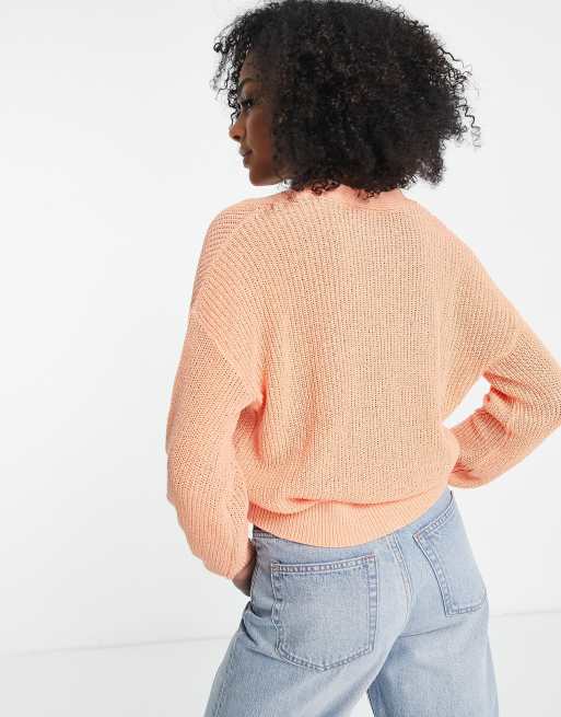 Pimkie - Orange og kabelstrikket cardigan, 4 af 4