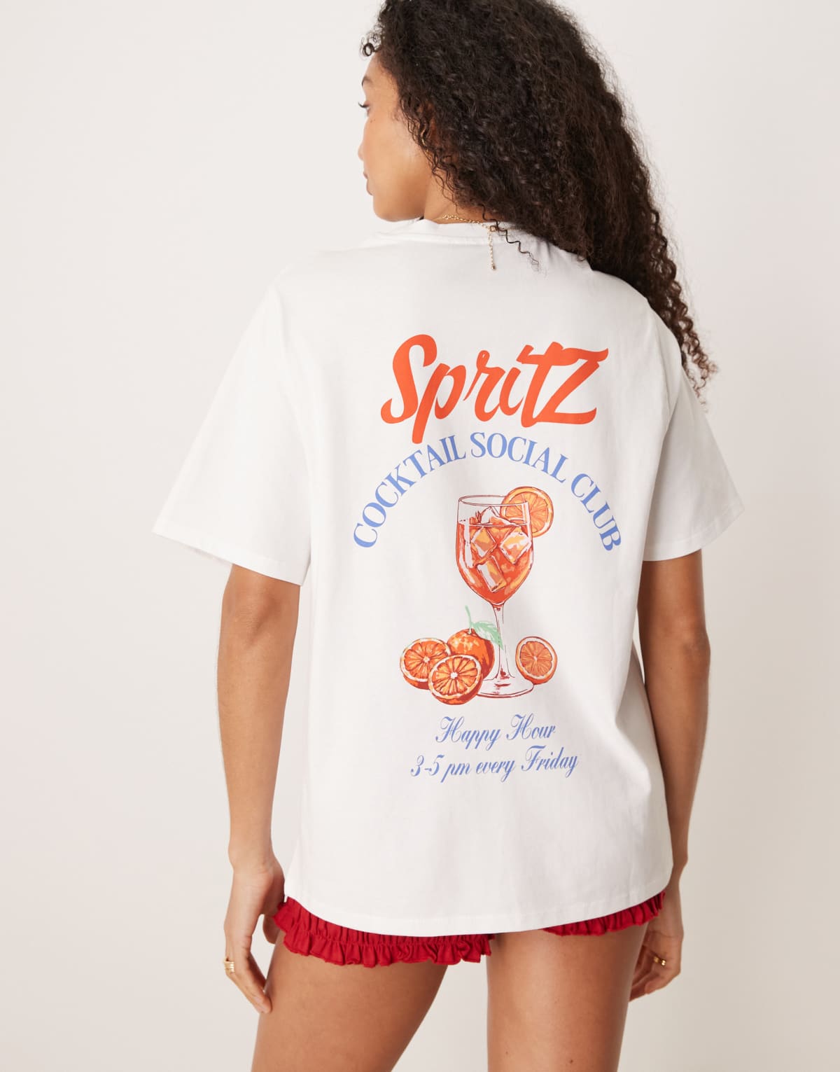 Pimkie orange spritz back graphic t-shirt in white