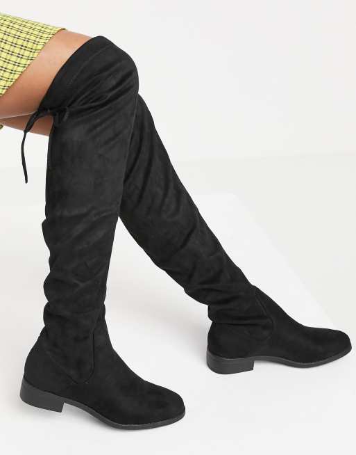 Pimkie Overknee Stiefel In Schwarz Aus Wildlederimitat Asos