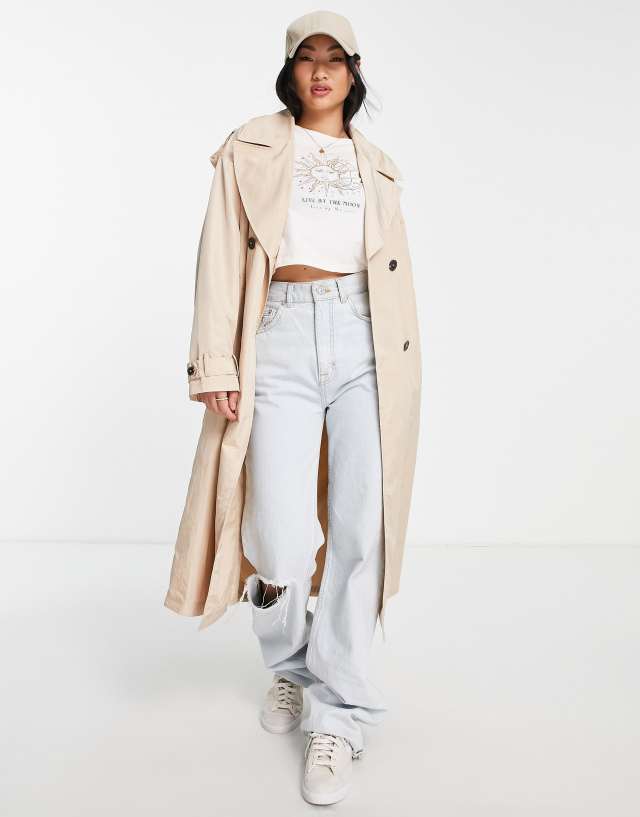 Pimkie - oversized belted trench coat in beige