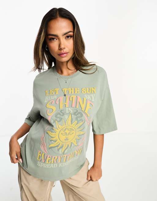 Pimkie oversized motif t-shirt in green