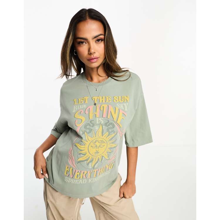 Pimkie oversized motif tshirt in green