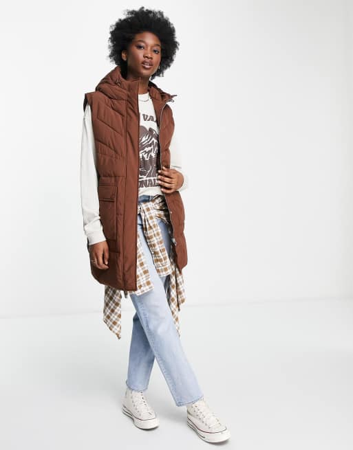 Pimkie oversized padded gilet in brown