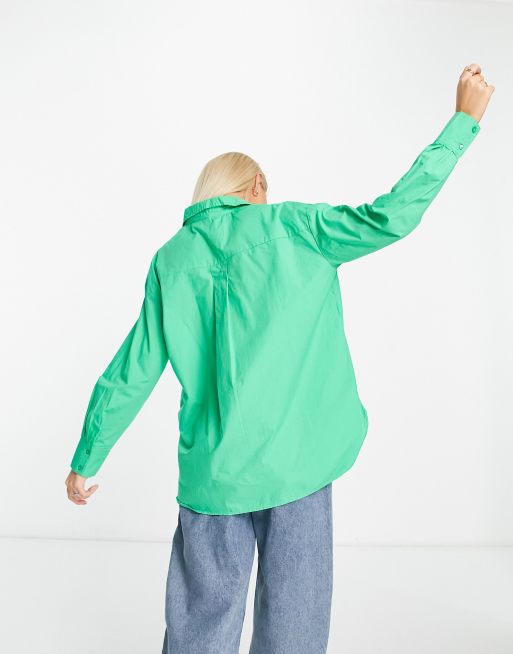 Pimkie - Oversized poplin overhemd in groen, 2 van 4