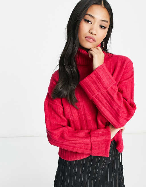 Pimkie oversized roll neck jumper in fuchsia