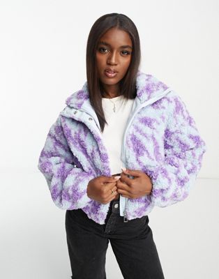 Pimkie oversized sherpa jacket in houndstooth print