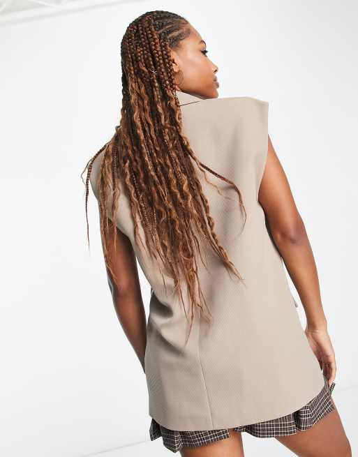 Pimkie oversized sleeveless blazer in tobacco ASOS
