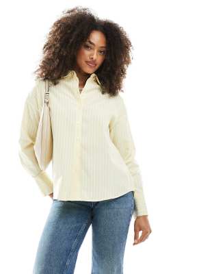 Pimkie oxford button through shirt in yellow stripe