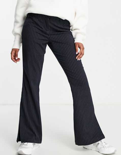Pimkie - Pantalon d'ensemble évasé et habillé à fines rayures - Bleu marine - view 1