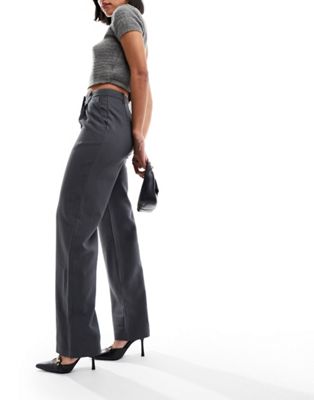 Pimkie tailored straight leg trousers in grey - ASOS Price Checker