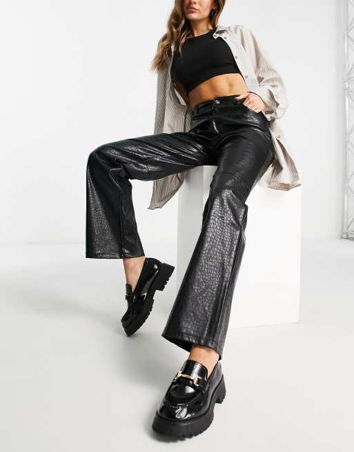 Pimkie - Pantalon droit en similicuir effet croco - Noir, 2 de 4