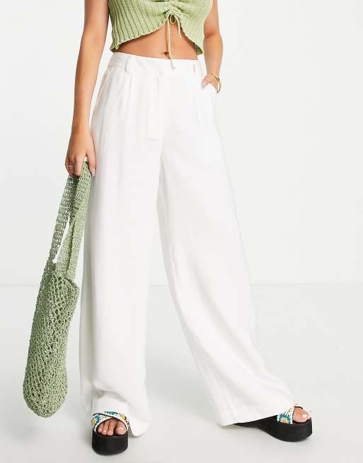 Pantalon large 2025 blanc taille haute