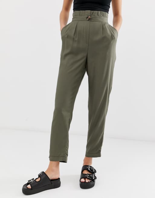 Green paperbag hot sale waist pants