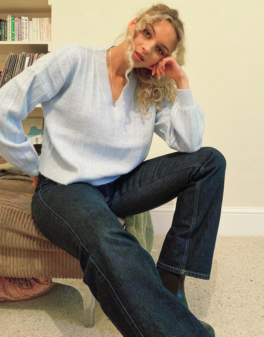 Pimkie – Pastellblå v-ringad tröja