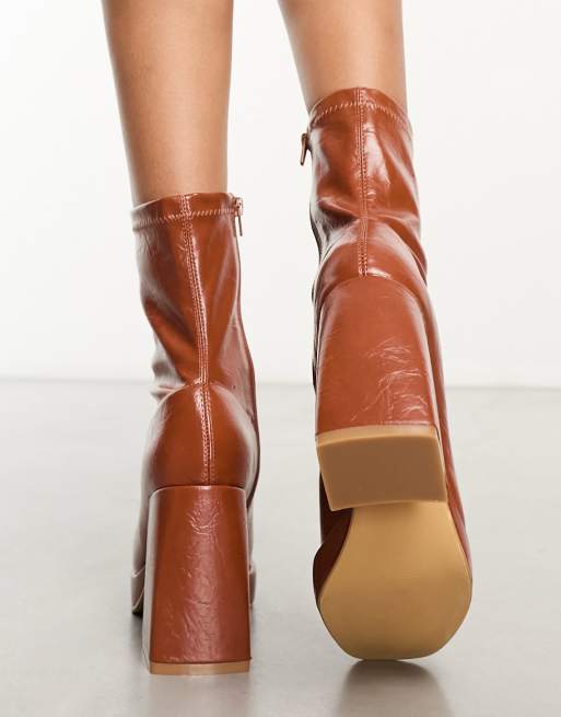 Tan store patent boots